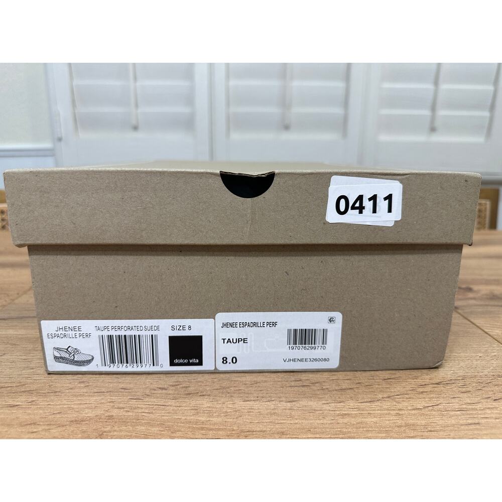 Dolce Vita Jhenee Espadrille Perforated Taupe Suede Sz 8 NIB Chunky Chain Detail - Picture 12 of 14